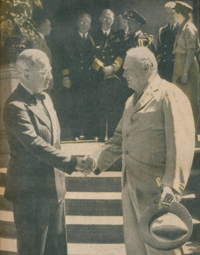 Warm Handshake Between Premier and President, 1945 by Unbekannt