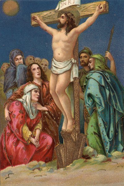 Way of the Cross - via crucis - Stations of the Cross: crucifixion, twelfth station, Jesus dies on the cross Chromolithography Private collection by Unbekannt