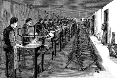 Welding bicycle frames in an American factory, 1900 by Unbekannt