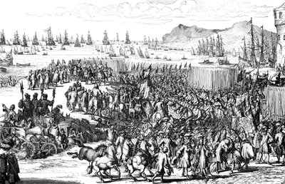 William of Orange landing with his army at Torbay, Devon, 5 November 1688 by Unbekannt