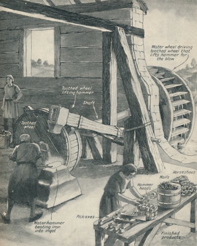 Work in an Iron Foundry and Smithy During The Middle Ages by Unbekannt