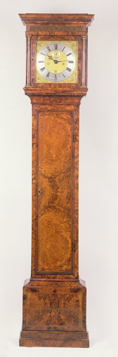Georgian longcase clock with walnut burr case, 18th century by Unbekannt Unbekannt