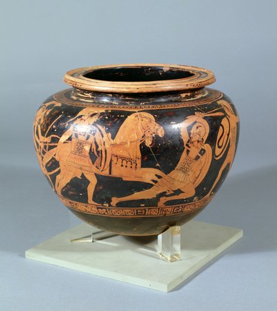 Mixing bowl (Dinos) decorated in black and white relief showing heroic battle scene, work of the Altamura painter, 450 BC by Unbekannt Unbekannt