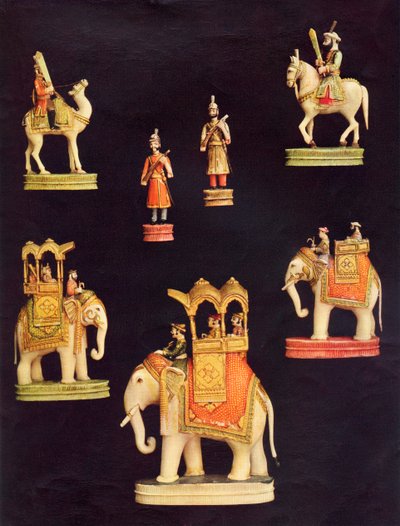 Pieces from an Ivory Chess Set Made in Delhi for Begum Samru in c.1790 by Unbekannt Unbekannt