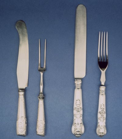 Silver Knife and Fork, Sheffield, c.1780 and Later Version 1835, by Atkin and Oxley by Unbekannt Unbekannt