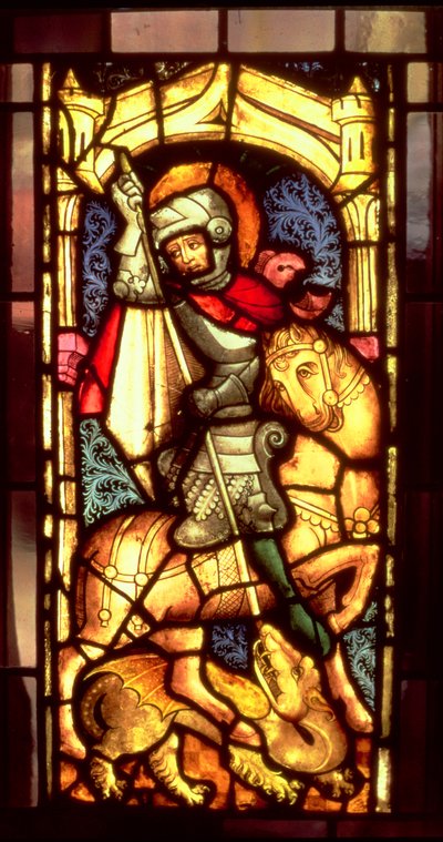 Stained Glass Window Depicting St. George and the Dragon from Cologne, c.1300 by Unbekannt Unbekannt