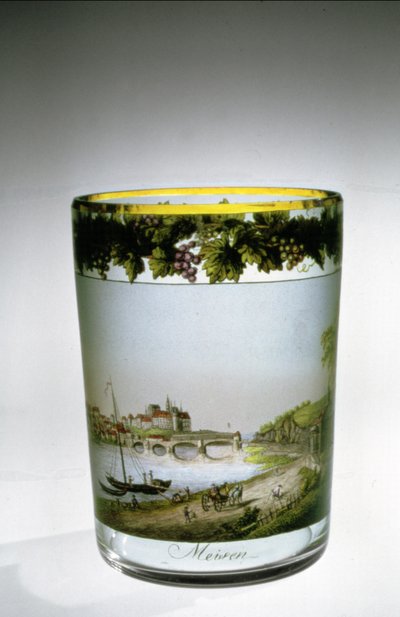 Tumbler enamelled with a view of Meissen by Samuel Mohn, German, early 19th century by Unbekannt Unbekannt