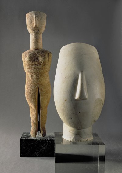 Figurine with crossed arms, Cycladic; head of a woman, fragment of a statue, from Keros, Early Cycladic II Period c.2700-2400 BC by Unbekannt