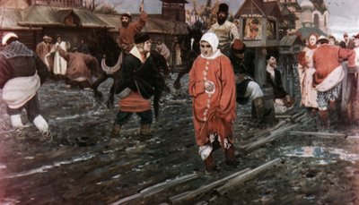 A Moscow Street in the 17th Century on a Holiday, painting by A. Ryabushkin by Unbekannt