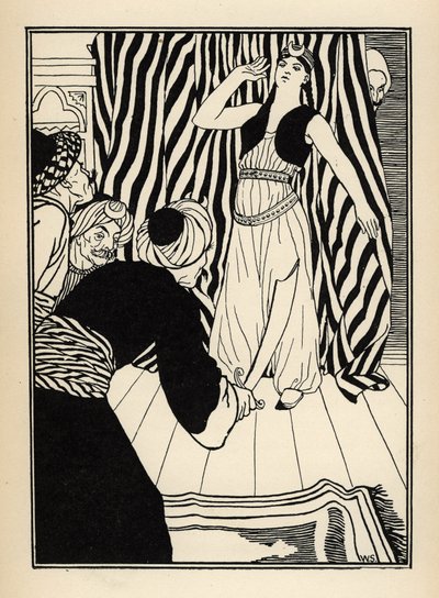 A sultan hides the Baron de Munchausen. Illustration by William Strang and JB Clark from The Adventures of the Baron of Munchausen by Rudolf Erich Raspe by Unbekannt