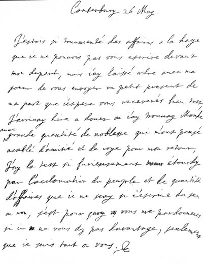 Affectionate letter from Charles II to his sister, Henrietta Anne, written in French at Canterbury, the day after his arrival at Dover, 26 May by Unbekannt