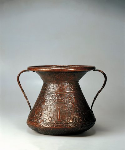 Amphora with Two Handles in Embossed Copper with Coat of Arms of Abruzzo Region by Benjamin Baud