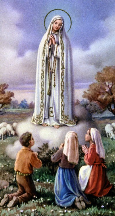 Apparition of Virgin Mary to 3 little shepherds in Fatima, Portugal (1917) by Unbekannter Künstler