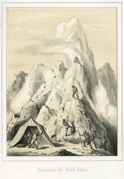 Avalanche on Mont Blanc which resulted in the death of three guides. Engraving “Sky, Earth, and Sea” by R. Delasalle, circa 1860 by Unbekannt