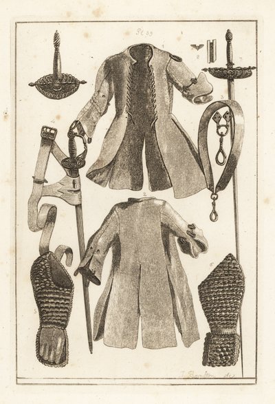 Buff Coat, Buff Belt, Gilt-silver Sword Hilt, Buff Arm-piece and Glove, Toledo Sword, Blade and Scabbard, and Hilt by Unbekannt