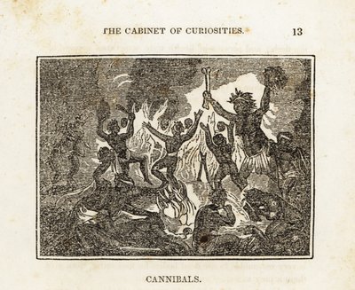 Cannibals dancing around a fire by Unbekannter Künstler