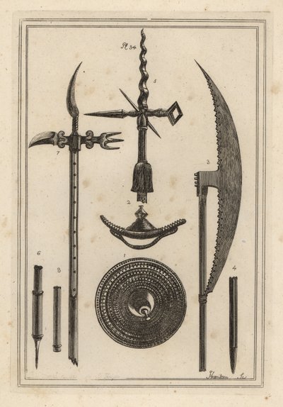 Concave Roundel 1,2, Battle Axe 3,4, Pole Axe 5,6, and Curious Ancient Weapon Used by the English Against the Scots 7,8 by Unbekannt
