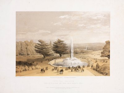 The Fountain and Park from the Terrace Steps of the Crystal Palace, c. 1855 by Unbekannt