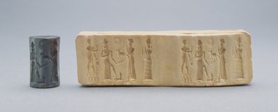 Cylinder seal, shown with plaster impression, Old Babylonian, c.19th-18th BC by Unbekannt