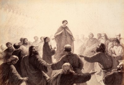 Dante and Beatrice Encircled by the Spirits of the Wise Singing and Dancing Around Them (Illustration of Canto XIV of Paradiso of The Divine Comedy by Dante Alighieri) by Unbekannter Künstler
