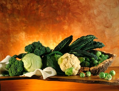 Diet: Still Life with Cabbage (Broccoli, Cauliflower, Brussels Sprouts) by William M. Timlin