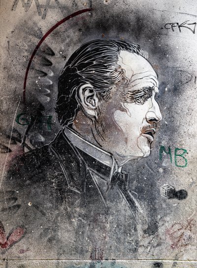 Don Corleone Played by Marlon Brando by C215, Viuccaria Market by Benjamin Baud