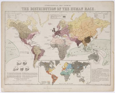 Ethnographical Map Showing the Distribution of the Human Race by Unbekannt