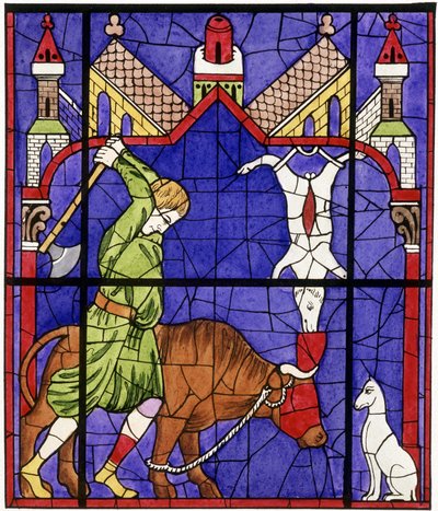 Facsimile of a stained glass window of Notre-Dame de Chartres Cathedral depicting a butcher by Unbekannter Künstler