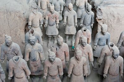 First pit; standing warrior figures; Emperor Qin Shi Huang Mausoleum; Terracotta Army; Xi