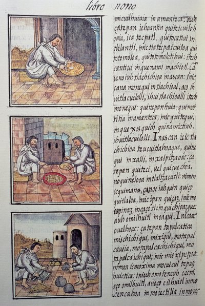 Gold processing after the Spanish conquest, page from the Florentine Codex, General History of the Things of New Spain, by Fray Bernardino de Sahagun by William M. Timlin