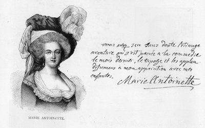 Handwriting and signature of Queen Marie-Antoinette by Unbekannt
