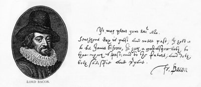 Handwriting and signature of Sir Francis Bacon from a letter to King James, April 29 by Unbekannt