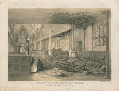 Interior of Walsall Church (tinted lithograph, Oct 1847) by Unbekannt