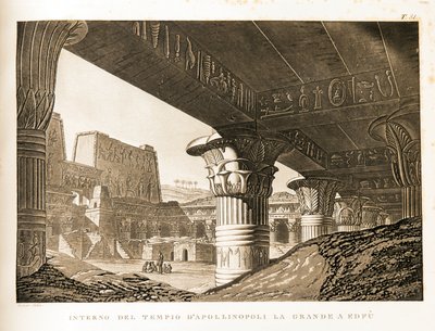 Internal View of the Temple of Apollinopolis in Edfu, Egypt - Illustration from the Atlas of Egypt by Unbekannter Künstler