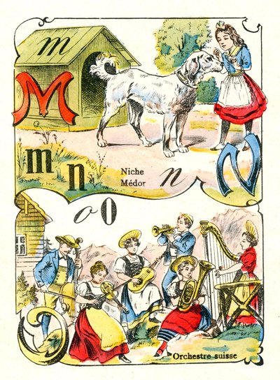 Letters M N and O as Medor, Niche and Swiss Orchestra by Unbekannt