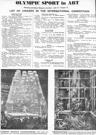 List of Winners of Awards for Architecture, Art, Sculpture, Literature, Drama and Music at the 1948 London Olympics by Unbekannt