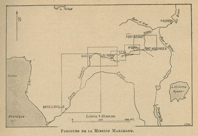 Map showing the route of the Marchand Mission in 1898 by Unbekannt