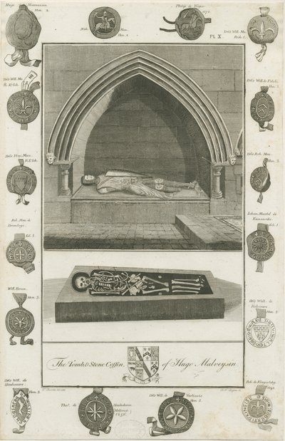Mavesyn Ridware - Tomb of Hugo Mavesyn: engraving, 1785 by Unbekannt