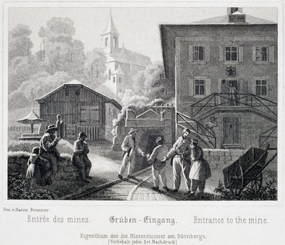 Salt Mine: The Entrance to the Mine, Durrnberg, Austria, c.1850 by Unbekannt