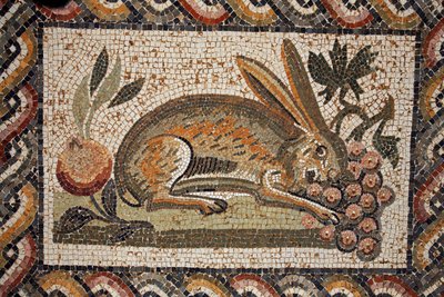 Mosaic Representing a Hare Grazing a Bunch of Grapes by Unbekannt