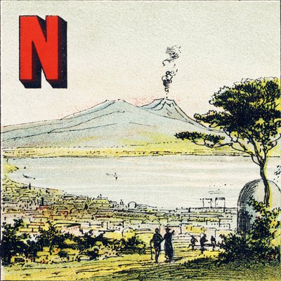 N: Naples. Magnificent city, located in southern Italy - Engraving from Geographical Alphabet. Guerin-Muller et Cie, publishers, Paris by Unbekannt
