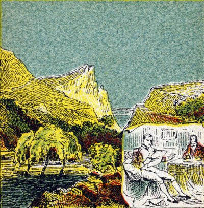 Napoleon I Bonaparte in Exile on the island of Sainte Helene. Engraving in "Histoire de France". Series of advertising images published on behalf of Louit, circa 1920 by Unbekannt