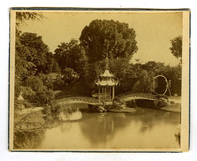 Pavilion and Chinese Bridge in an Orleans Park, Orleans, Loiret, France by Unbekannter Künstler
