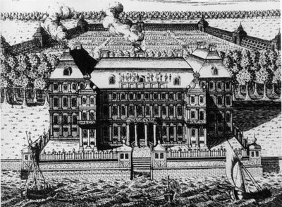 Palace of A. Menshikov on Vassily Island: One of the First Buildings Built in St. Petersburg (1711-1716), Engraving by A. Zubov (1717), Russia by Unbekannt