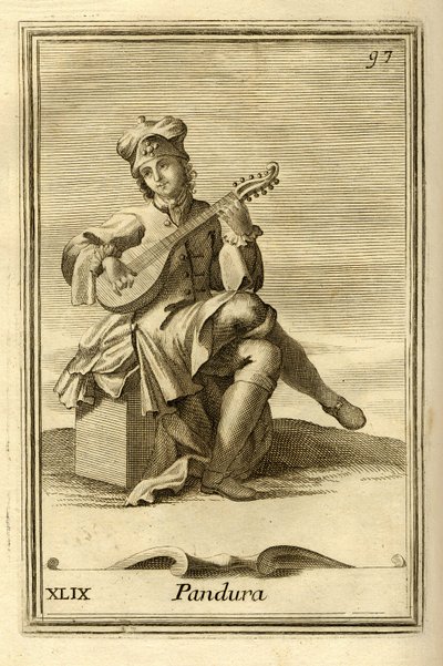 Pandura string instrument of Byzantine origin, ancestor of mandolin. In 