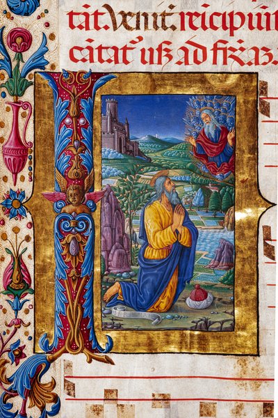 Piccolomini Library: choir book, cod. 7.G, ff. 40v with “Vision of Jeremias”, by Guidoccio Cozzarelli (detail) by Unbekannter Künstler