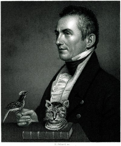 Portrait of Charles Waterton, English naturalist traveler on a 19th century engraving by Unbekannter Künstler