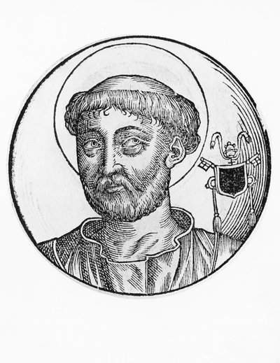Portrait of Saint Lucius I (died 254), 22nd Pope of Catholic Church from 253, engraving by William M. Timlin