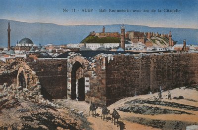 Postcard depicting Bab Quinnasrin and the Citadel in Aleppo, c.1920 by Unbekannt