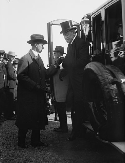 President Woodrow Wilson alighting from an automobile. Washington, DC, circa 1918 by Benjamin Baud